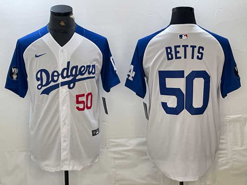 Men's Los Angeles Dodgers #50 Mookie Betts Number White Blue Fashion Stitched Cool Base Limited Jerseys,We sell and wholesale Men's Los Angeles Dodgers #50 Mookie Betts Number White Blue Fashion Stitched Cool Base Limited Jerseys on line form chian!
